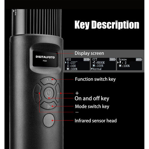 Convenient, versatile handheld photography light. It features 12 effects, various colour temperatures and customisable brightness.