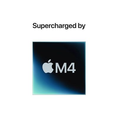 Silver M4 Mac Mini Pro with 12-core CPU and 16-core GPU, featuring a compact 12.7 cm design