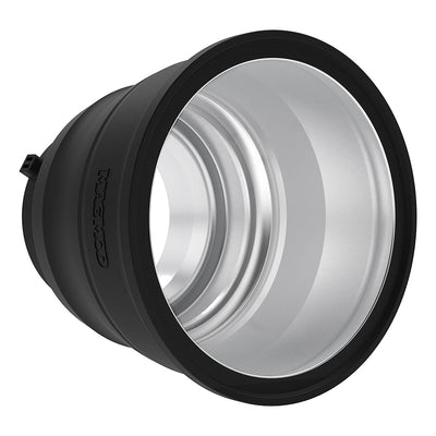 The MagMod Reflector XL is a collapsible, gelable, and magnetic reflector for strobe flashes, featuring a highly-reflective interior and a durable construction, optimized for controlling light and color.