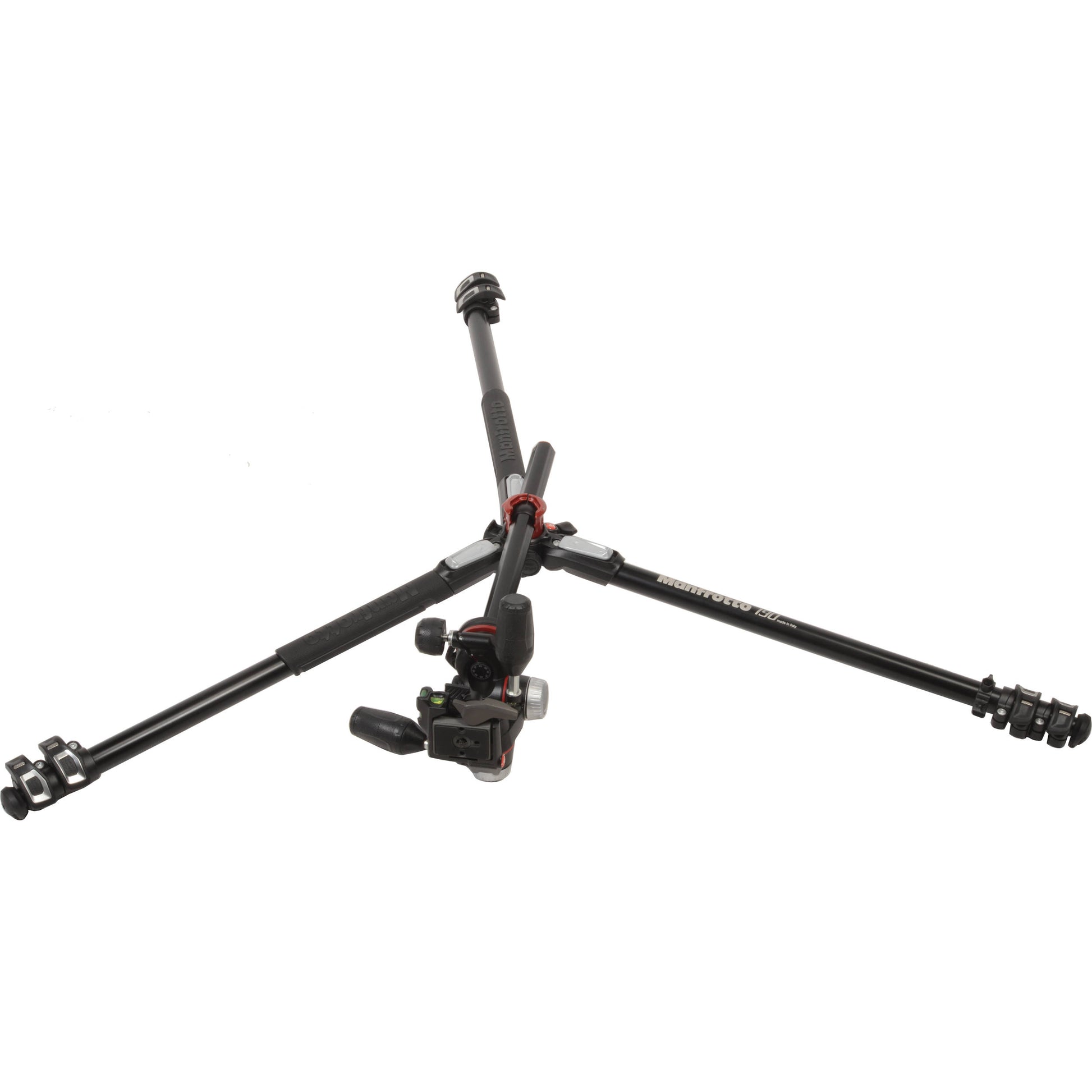Manfrotto 190XPRO3 tripod with 90° column and quick-lock legs.