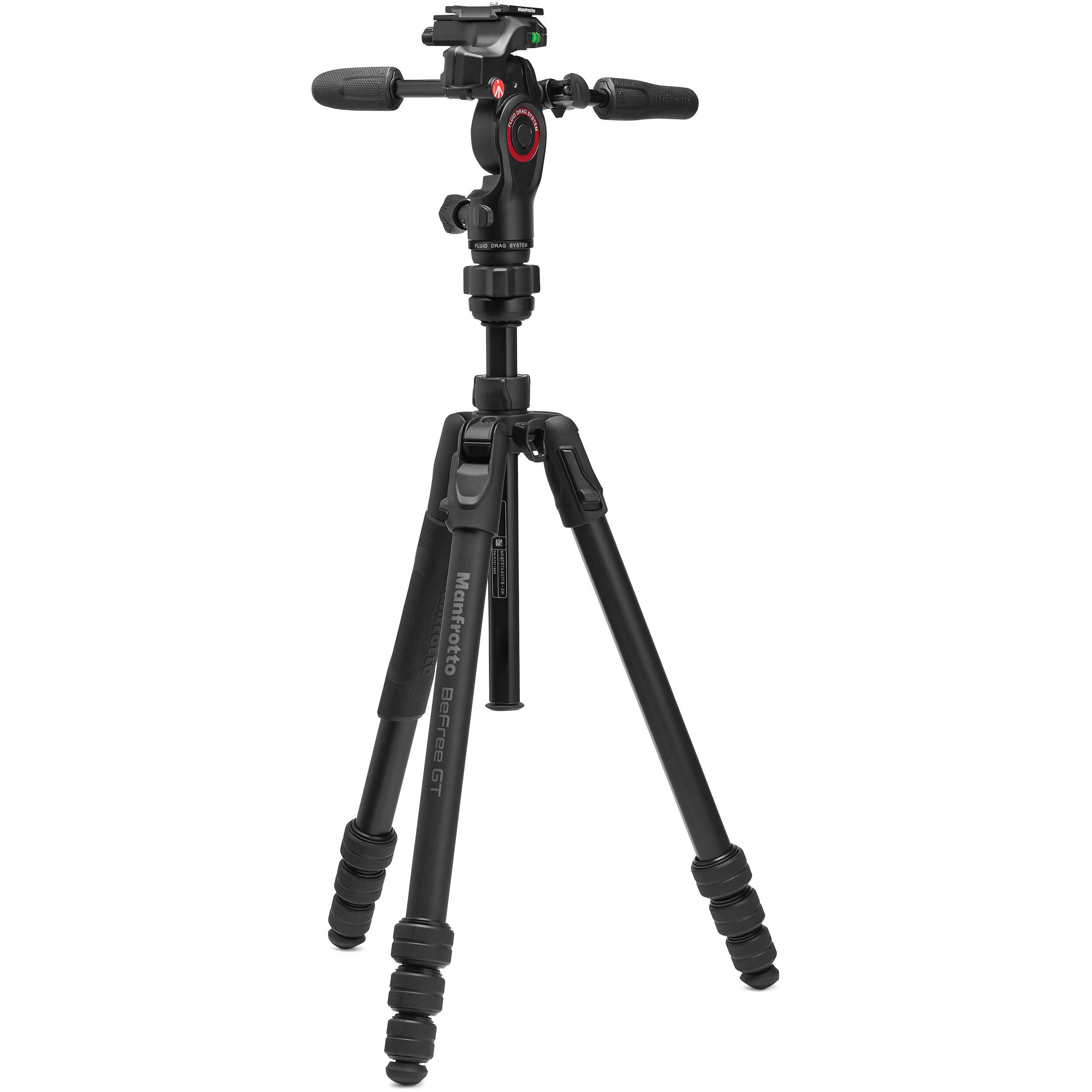Manfrotto Befree GT PRO 3-Way Aluminium Tripod Kit with 3-way live head, compact travel tripod supporting 6 kg for photography and videography.
