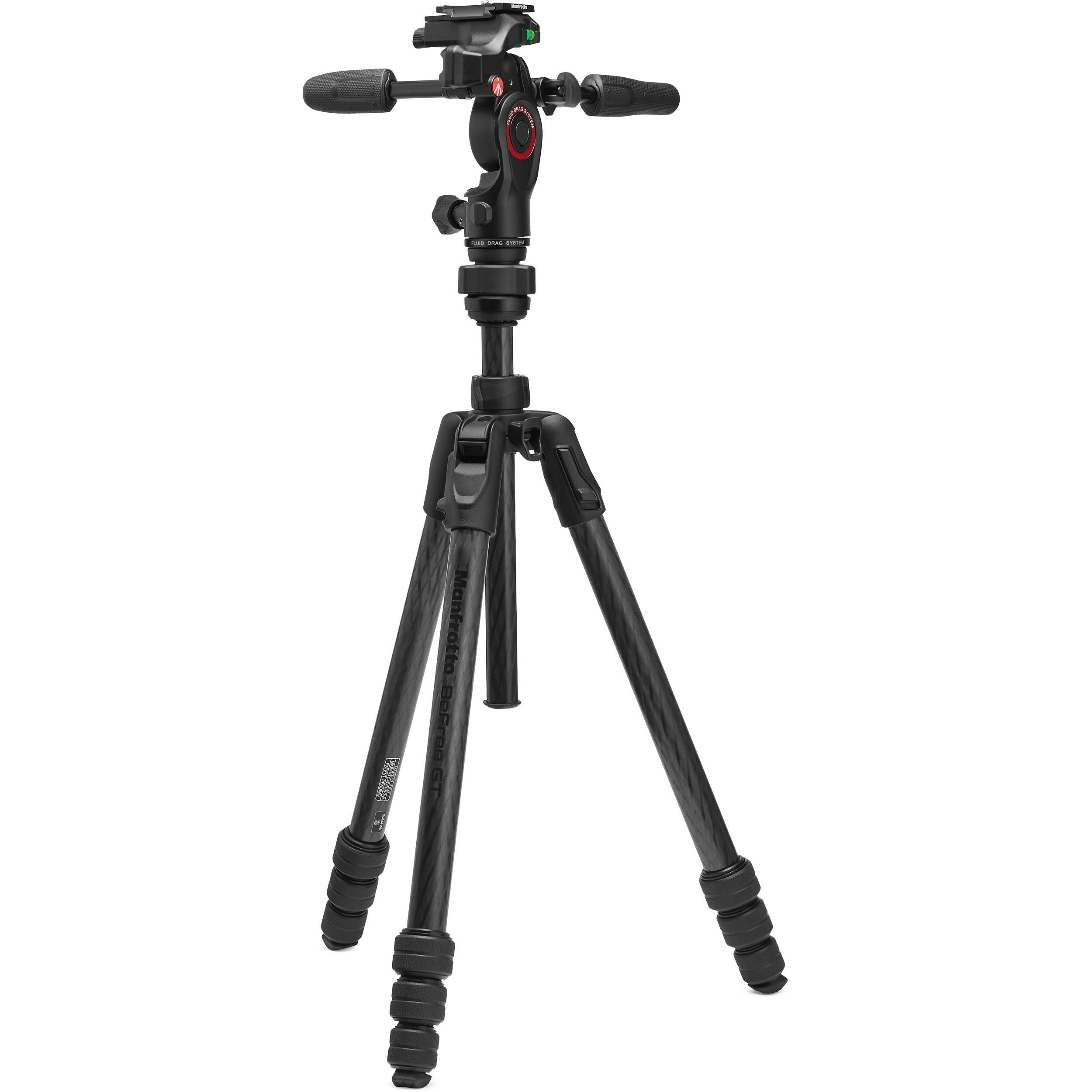 Manfrotto Befree GT PRO 3-Way Aluminium Tripod Kit with 3-way live head, compact travel tripod supporting 6 kg for photography and videography.
