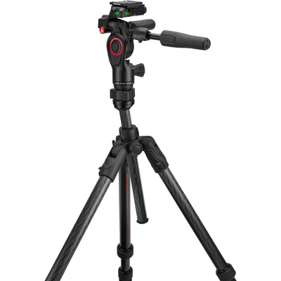 Manfrotto Befree GT PRO 3-Way Aluminium Tripod Kit with 3-way live head, compact travel tripod supporting 6 kg for photography and videography.
