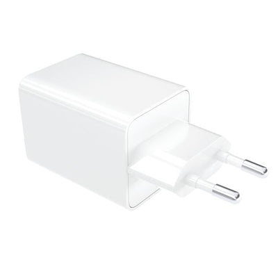 Mophie Essentials 50W dual USB-C fast charger with Power Delivery, compact design and eco-friendly materials.