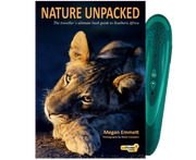Cover of Nature Unpacked with Callfinder Pen, a detailed guidebook featuring colorful images and sounds of southern African wildlife for immersive nature exploration.