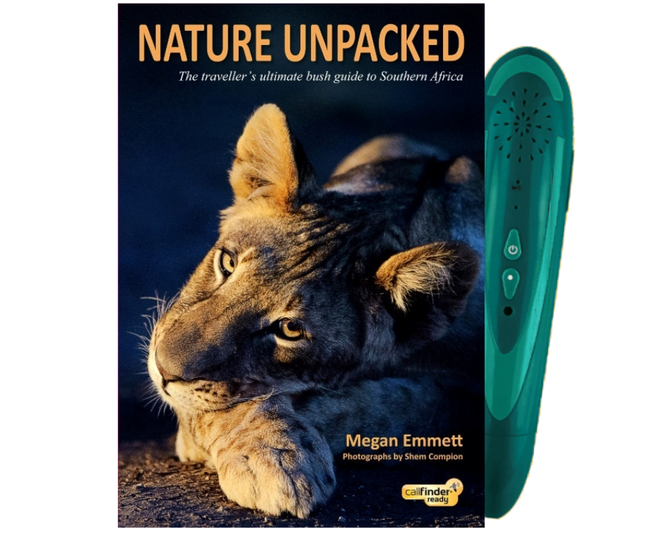 Cover of Nature Unpacked with Callfinder Pen, a detailed guidebook featuring colorful images and sounds of southern African wildlife for immersive nature exploration.