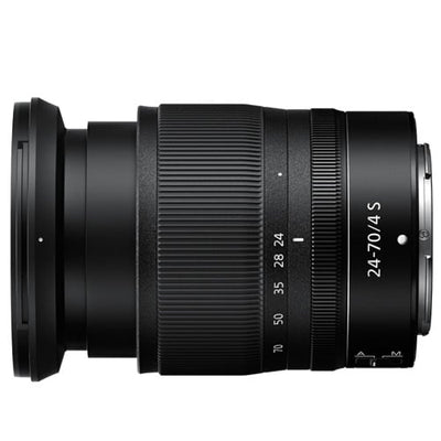 Camera lens with specifications on a white background