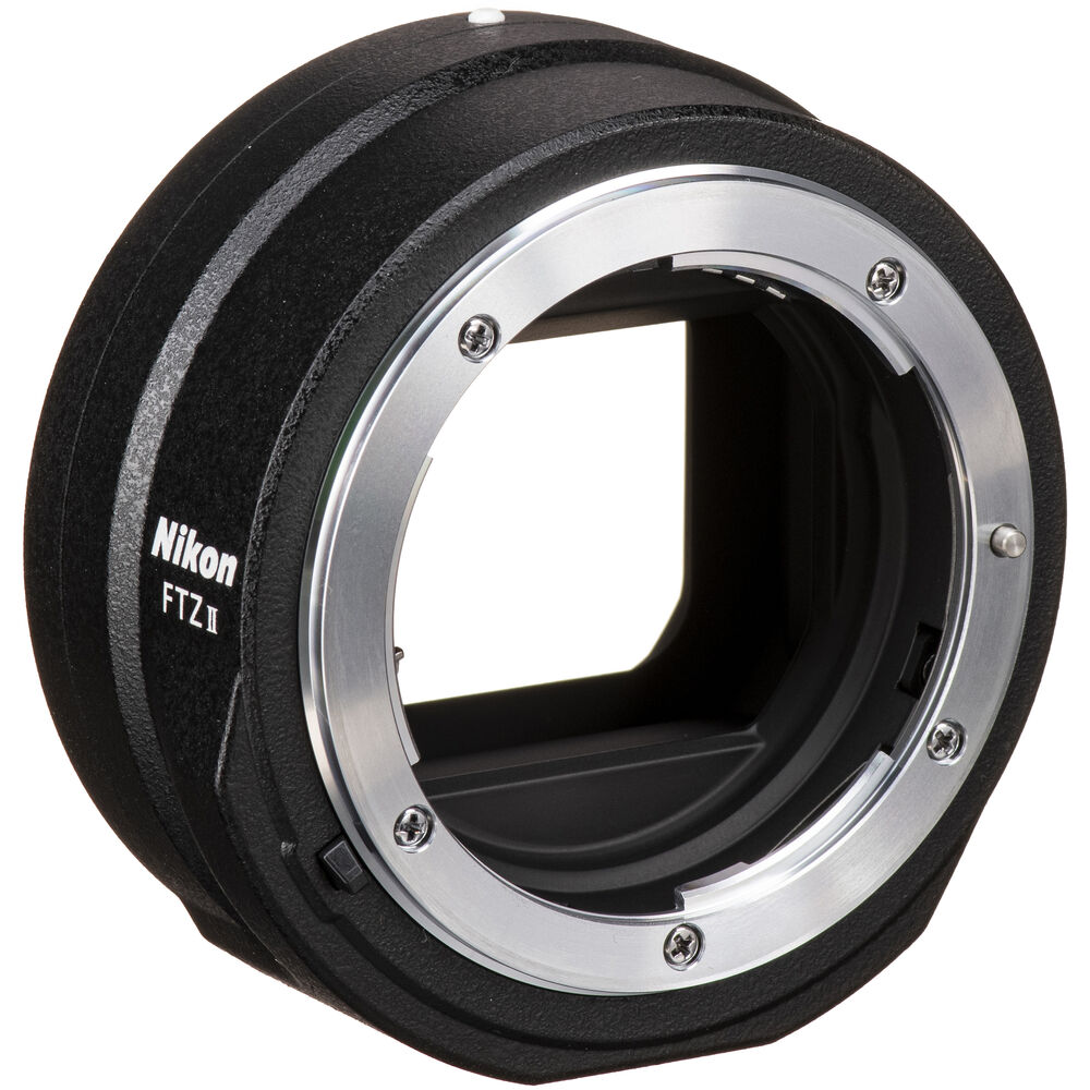 Nikon FTZ II lens adapter on a white background