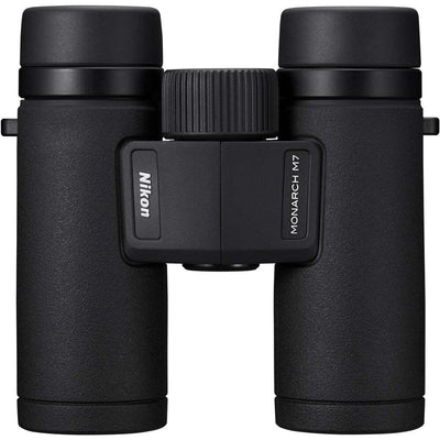 Compact Nikon Monarch M7 10x30 Binoculars with ED glass and waterproof design for bright, detailed outdoor viewing.
