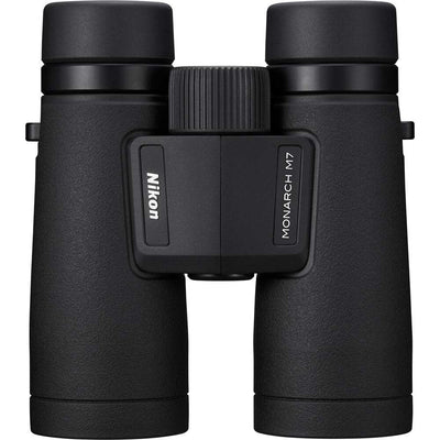 Nikon Monarch M7 8x42 Binoculars with ultra-wide 144.4m field of view, ED glass, and bright, clear optics for birding and nature observation.