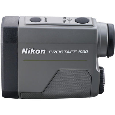 Nikon Prostaff 1000 6x20 rangefinder with 5–910m range, 6x monocular optics, target priority modes, and rugged, rainproof design.