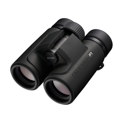Nikon Prostaff P7 10x binoculars with bright views, 105m field of view, and waterproof, rugged design for outdoor use.