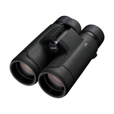 Nikon Prostaff P7 8x binoculars with bright, clear views, waterproof design, and large focusing knob.