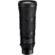 A black Nikon 180-600mm f/5.6-6.3 VR lens for mirrorless cameras, shown vertically against a solid white background.