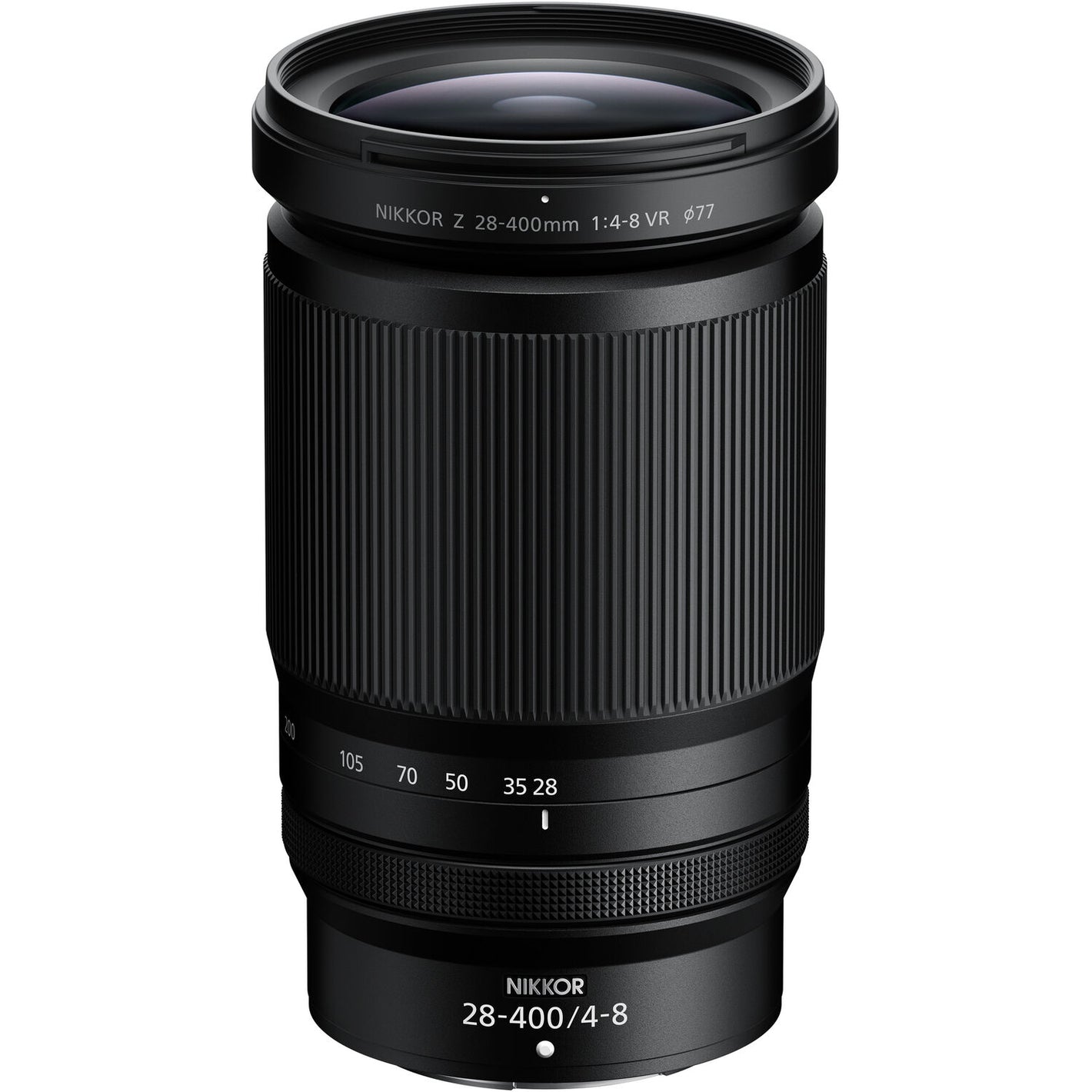 Nikon Z 28-400mm camera lens on a white background