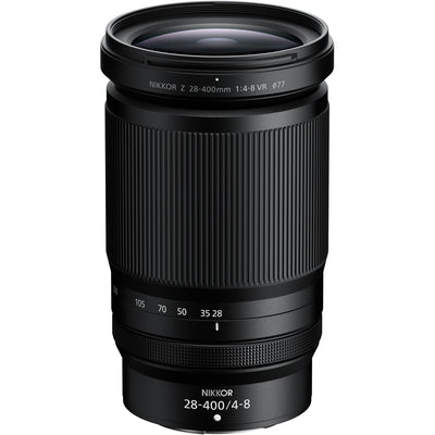Nikon Z 28-400mm camera lens on a white background