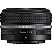 Nikon Z 28mm f/2.8 SE lens. Compact wide-angle prime for Z-mount full-frame cameras with f/2.8 aperture and sharp, high-contrast optics.