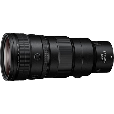 Camera lens with brand logo on a white background