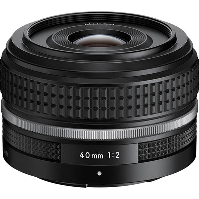 Nikon Z 40mm f/2 Special Edition lens featuring classic retro styling, bright aperture, and sharp image quality for Z-mount cameras.