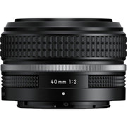 Nikon Z 40mm f/2 Special Edition lens featuring classic retro styling, bright aperture, and sharp image quality for Z-mount cameras.