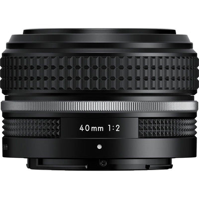 Nikon Z 40mm f/2 Special Edition lens featuring classic retro styling, bright aperture, and sharp image quality for Z-mount cameras.