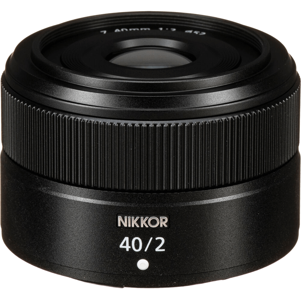 Nikon Z 40mm f/2 compact prime lens with bright aperture, smooth bokeh, and versatile performance for everyday photography and video.