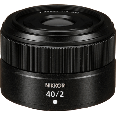 Nikon Z 40mm f/2 compact prime lens with bright aperture, smooth bokeh, and versatile performance for everyday photography and video.