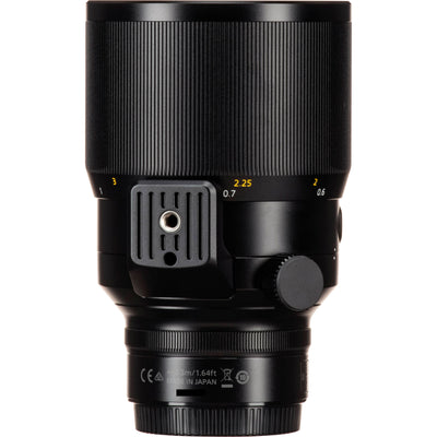 Close-up of Nikon Z 58mm Noct aperture and focus ring