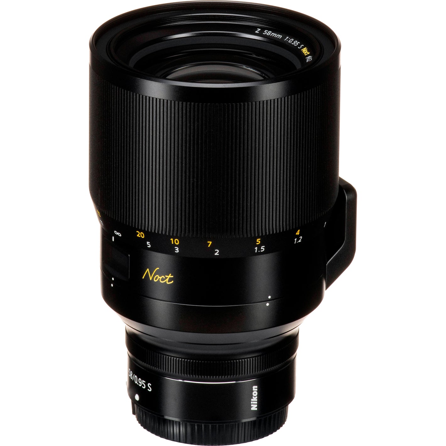Close-up of Nikon Z 58mm Noct aperture and focus ring