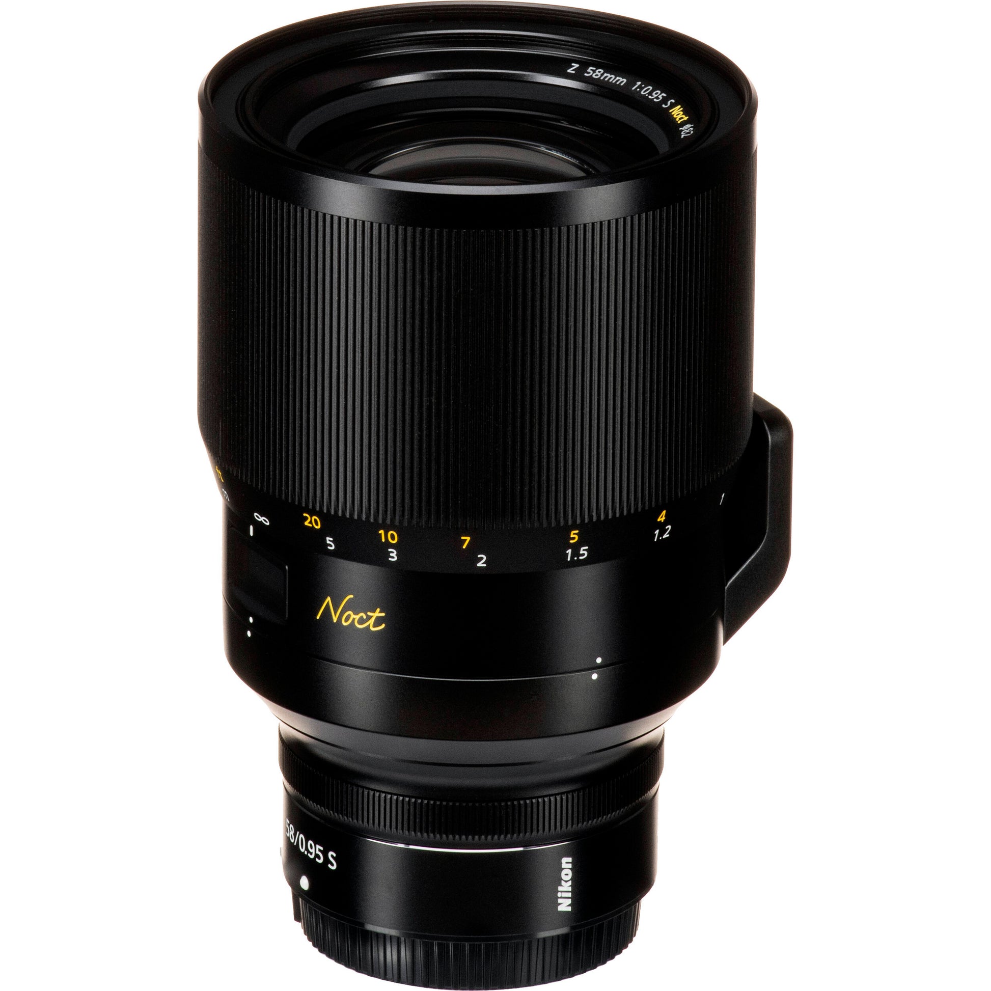 Close-up of Nikon Z 58mm Noct aperture and focus ring