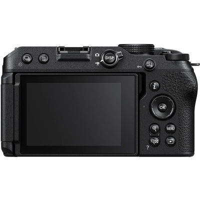 Nikon Z30 mirrorless camera body with 20.9MP DX-format sensor, 4K video, vari-angle touchscreen, and compact design for content creators.
