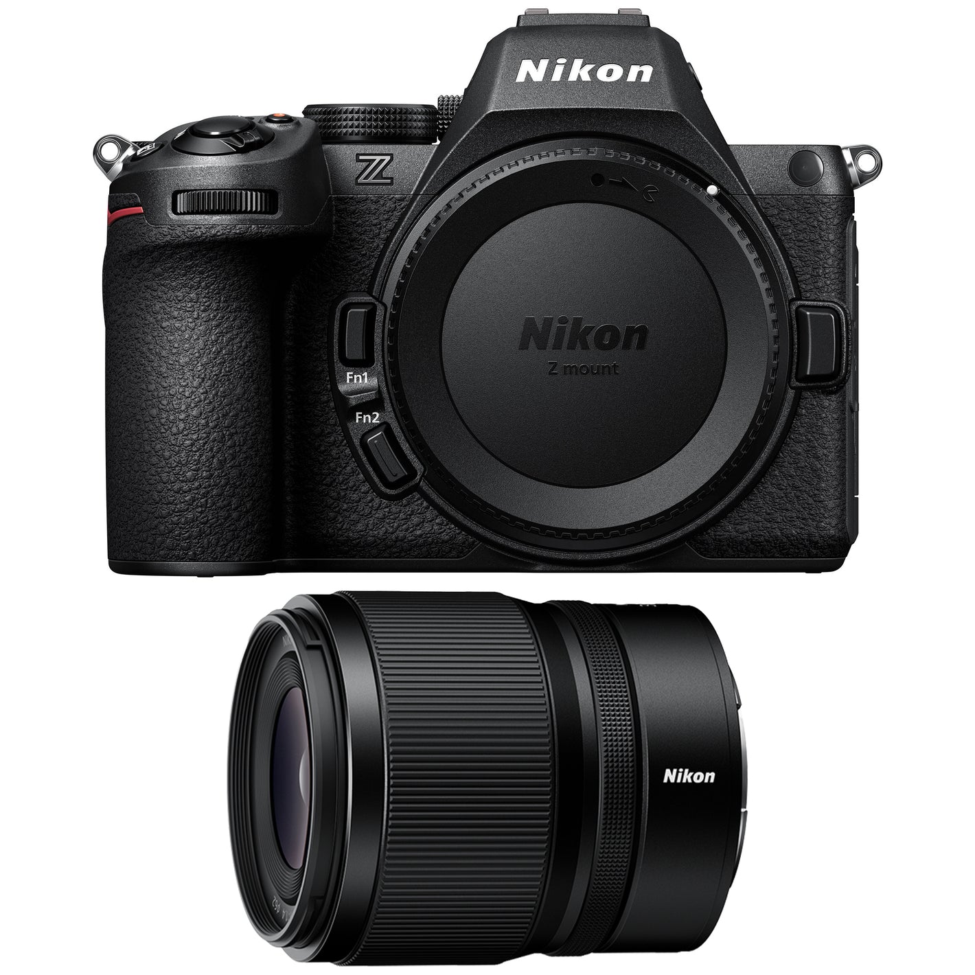 Nikon Z5 II full-frame mirrorless camera paired with fast 35mm f/1.4 prime lens, featuring 24.5MP BSI sensor, EXPEED 7 processor, and 4K UHD video.