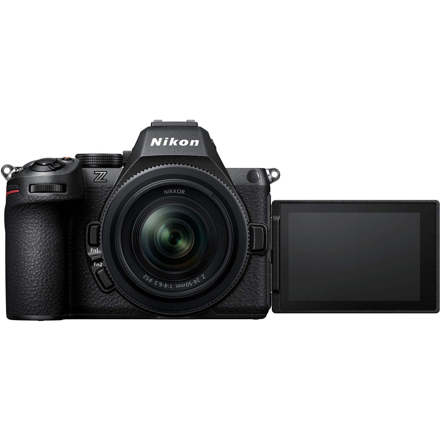 Nikon Z5 II full-frame mirrorless camera with compact retractable 24-50mm f/4-6.3 lens, 24.5MP sensor, EXPEED 7 processor, and 4K video.