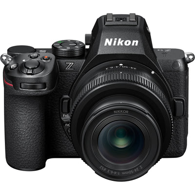 Nikon Z5 II full-frame mirrorless camera with compact retractable 24-50mm f/4-6.3 lens, 24.5MP sensor, EXPEED 7 processor, and 4K video.