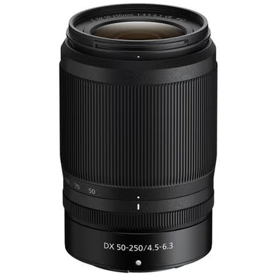 Nikon Z50 II mirrorless camera kit in black featuring two NIKKOR Z lenses (16–50 mm and 50–250 mm), with 3.2″ tilting touchscreen, built-in electronic viewfinder, and ergonomic textured grip.