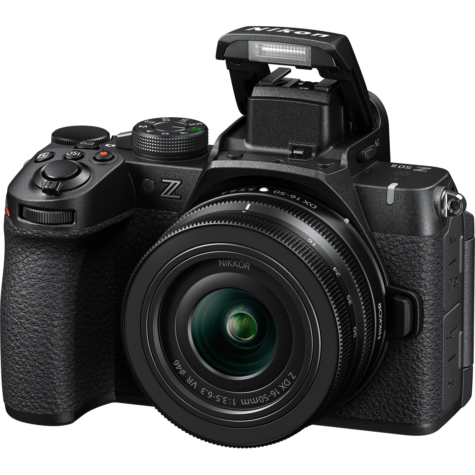 Nikon Z50 II mirrorless camera kit in black with 16–50 mm lens attached

