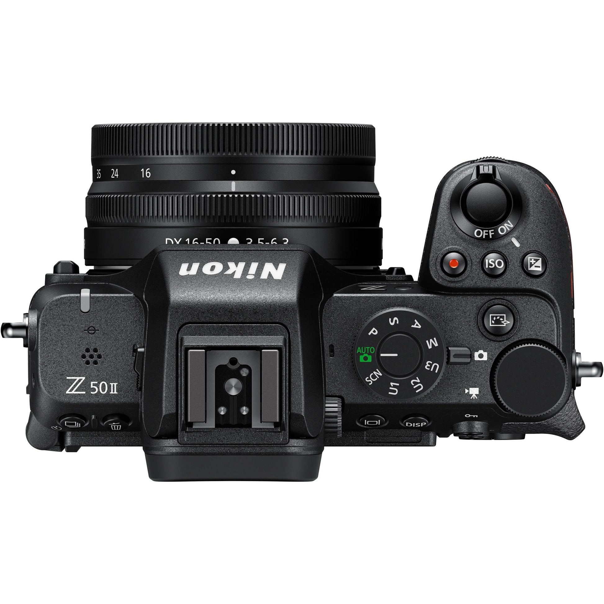 Nikon Z50 II mirrorless camera kit in black with 16–50 mm lens attached
