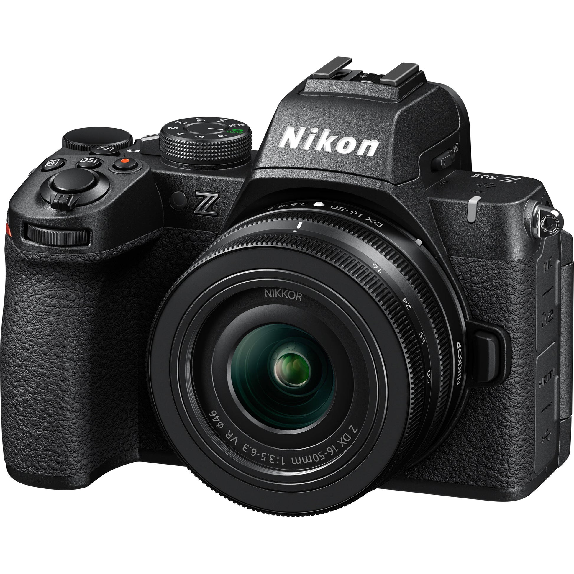 Nikon Z50 II mirrorless camera kit in black with 16–50 mm lens attached
