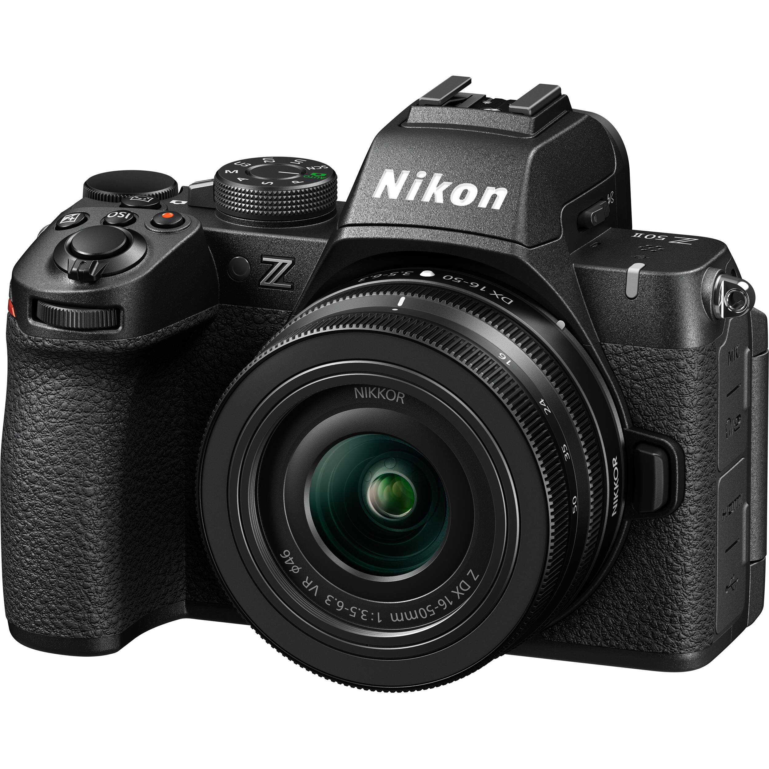 Nikon Z50 II mirrorless camera kit in black with 16–50 mm lens attached
