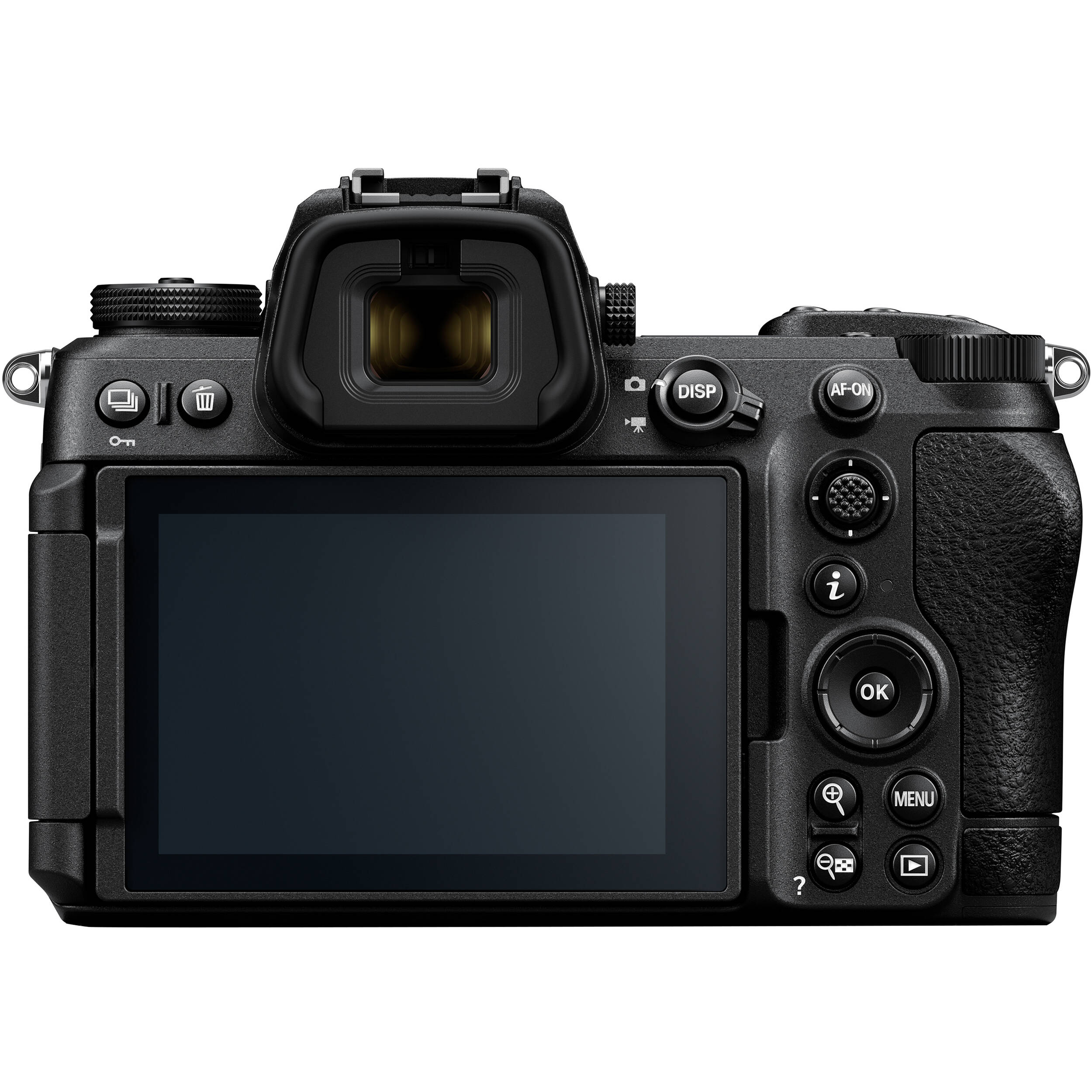 Nikon Z6 III full-frame mirrorless camera with 24.5MP BSI CMOS sensor, EXPEED 7 processor, 6K/60p RAW video, 493-point AF, and 4-axis tilting touchscreen.
