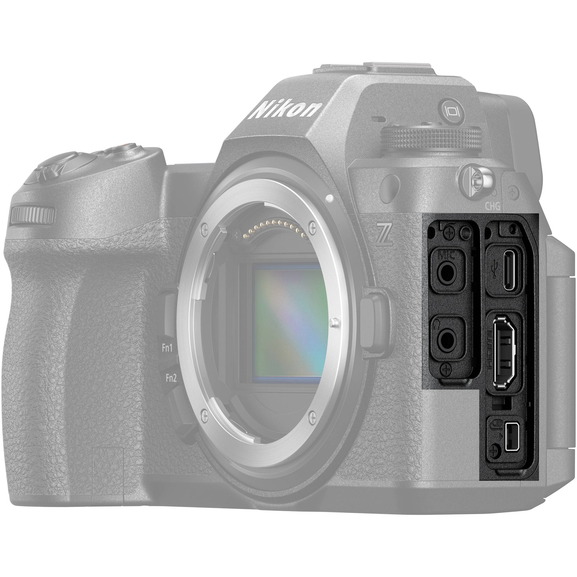 Nikon Z6 III full-frame mirrorless camera with 24.5MP BSI CMOS sensor, EXPEED 7 processor, 6K/60p RAW video, 493-point AF, and 4-axis tilting touchscreen.
