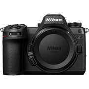 Nikon Z6 III full-frame mirrorless camera with 24.5MP BSI CMOS sensor, EXPEED 7 processor, 6K/60p RAW video, 493-point AF, and 4-axis tilting touchscreen.
