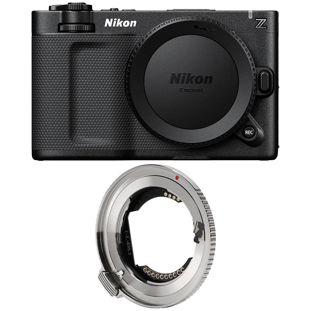 Nikon ZR 6K full-frame cinema camera with Viltrox E-Z AF adaptor for Sony E lenses.