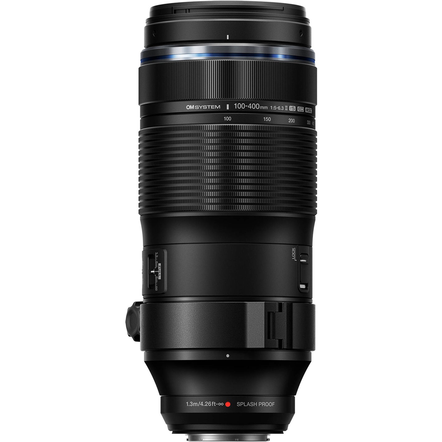 M.Zuiko Digital ED 100-400mm f/5.0-6.3 IS II lens on Micro Four Thirds camera, showing compact telephoto design and lightweight build.