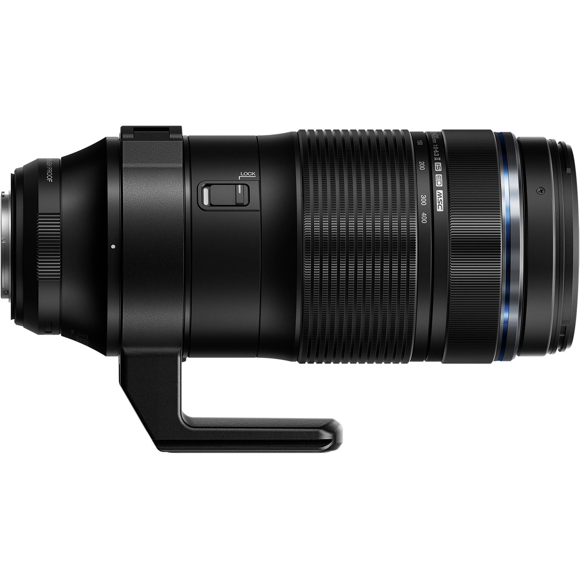 M.Zuiko Digital ED 100-400mm f/5.0-6.3 IS II lens on Micro Four Thirds camera, showing compact telephoto design and lightweight build.