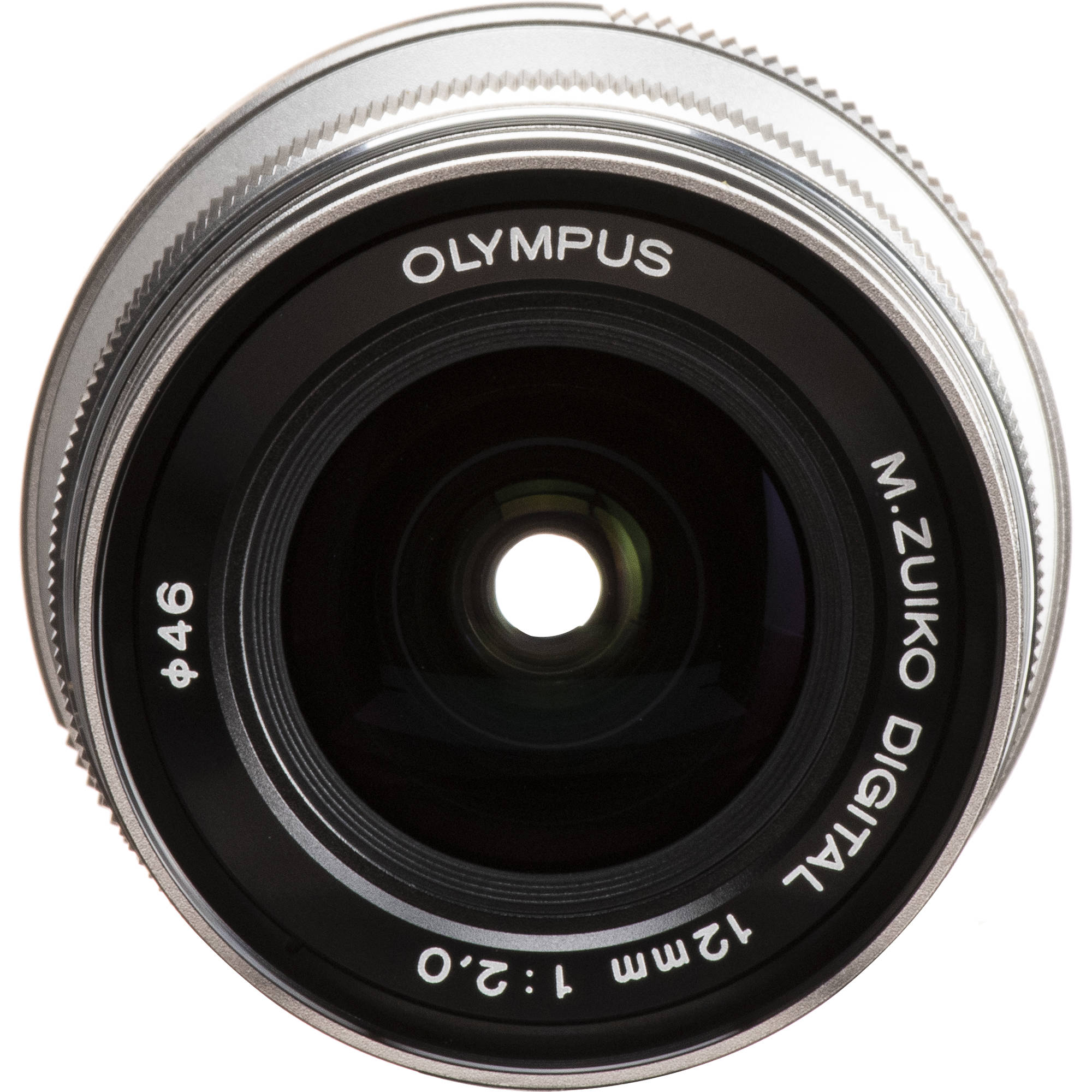 M.Zuiko Digital ED 12mm f/2 wide-angle prime lens for Micro Four Thirds cameras, shown on a mirrorless camera body.
