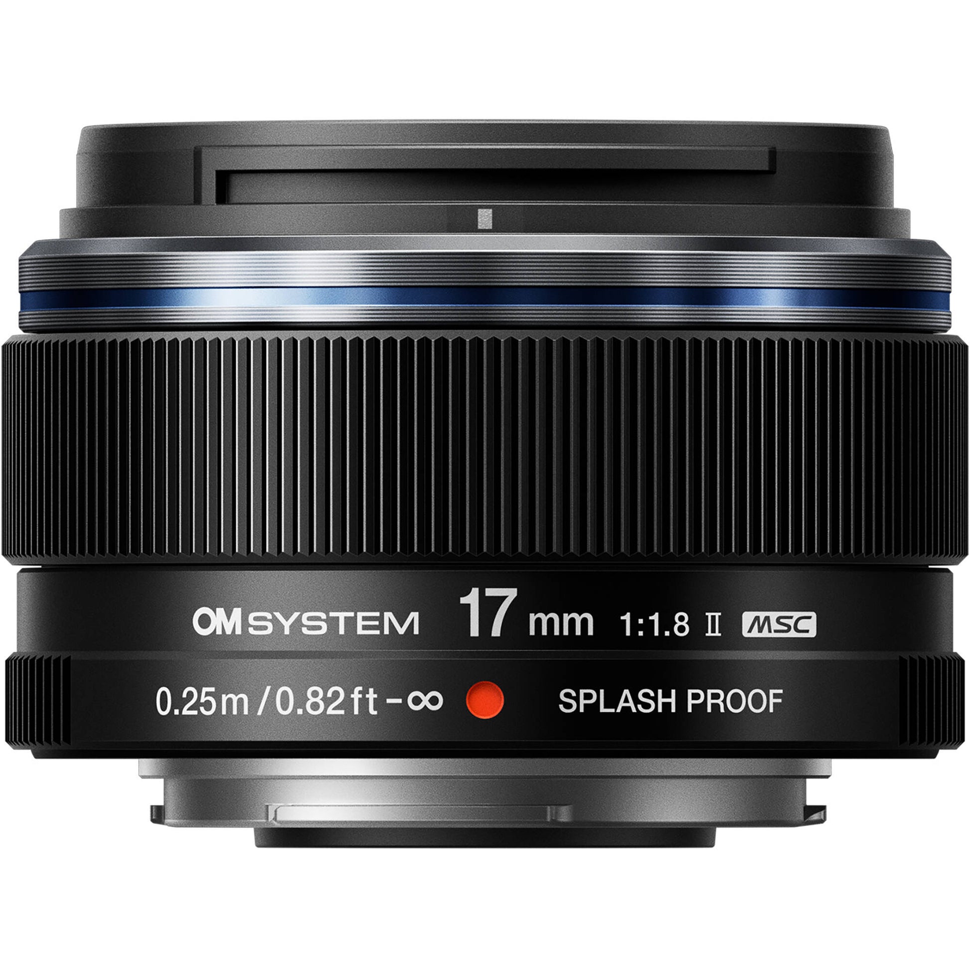 M.Zuiko 17mm f/1.8 prime lens showing compact design and splashproof build