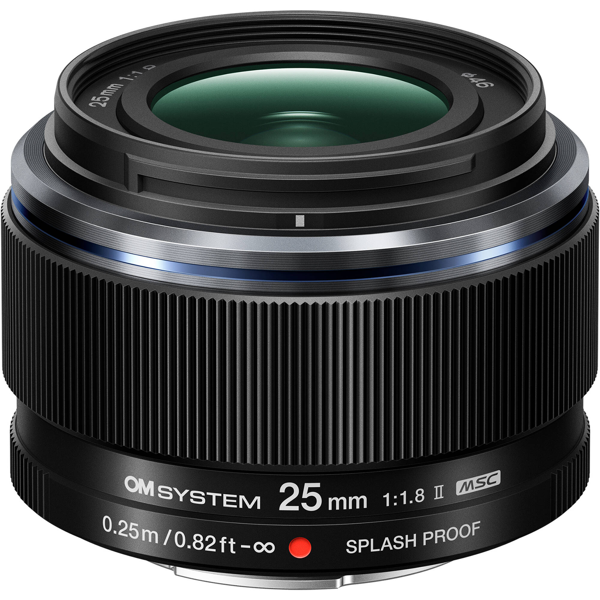 OM SYSTEM M.Zuiko Digital 25mm f/1.8 II lens showing compact design, lightweight build and weather-sealed construction for Micro Four Thirds cameras