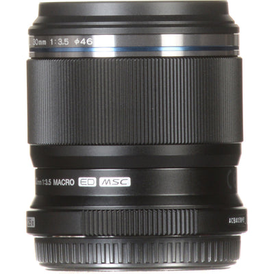 OM SYSTEM M.Zuiko Digital ED 30mm f/3.5 Macro Lens for Micro Four Thirds cameras, high-magnification 1.25x macro with sharp optics and rounded bokeh.