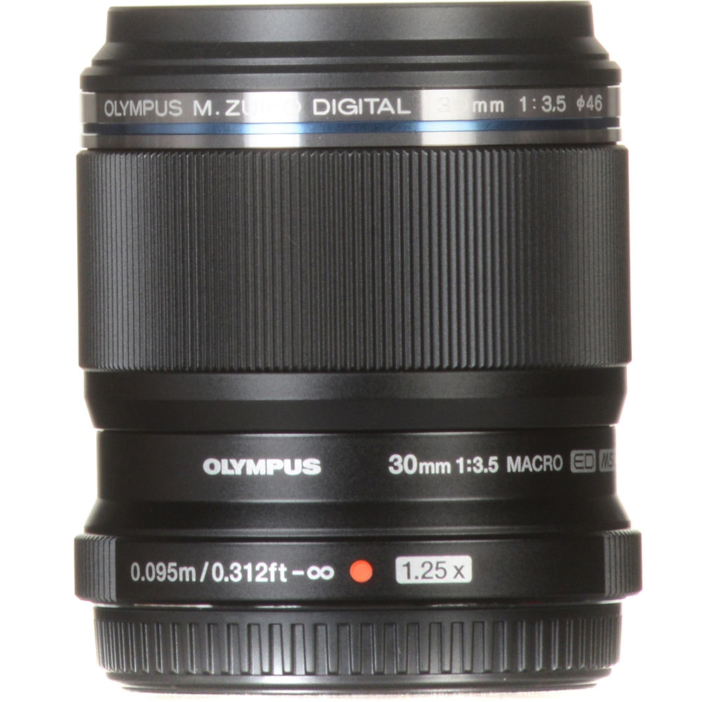 OM SYSTEM M.Zuiko Digital ED 30mm f/3.5 Macro Lens for Micro Four Thirds cameras, high-magnification 1.25x macro with sharp optics and rounded bokeh.